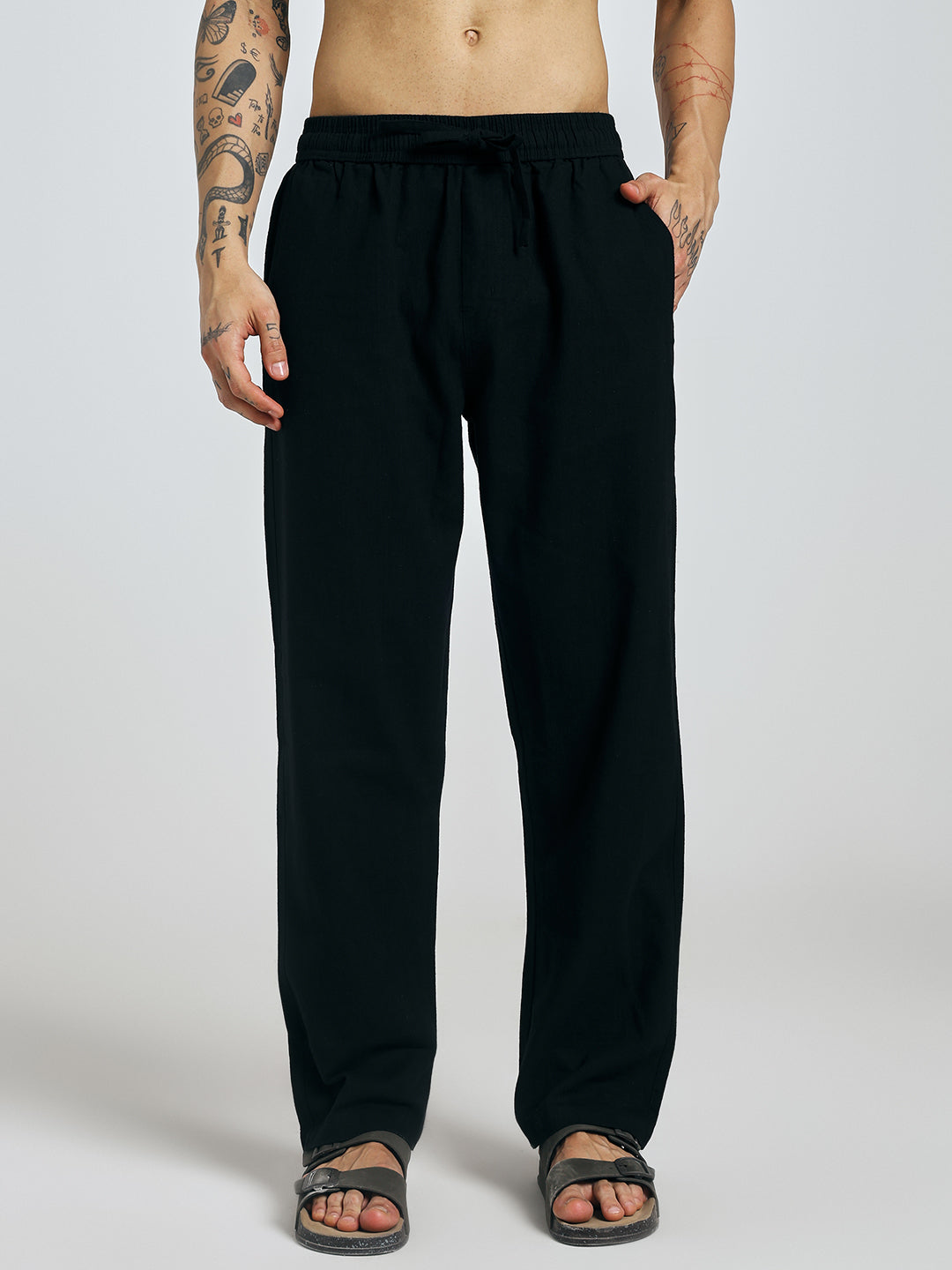 RELAXED LINEN PANT BLACK