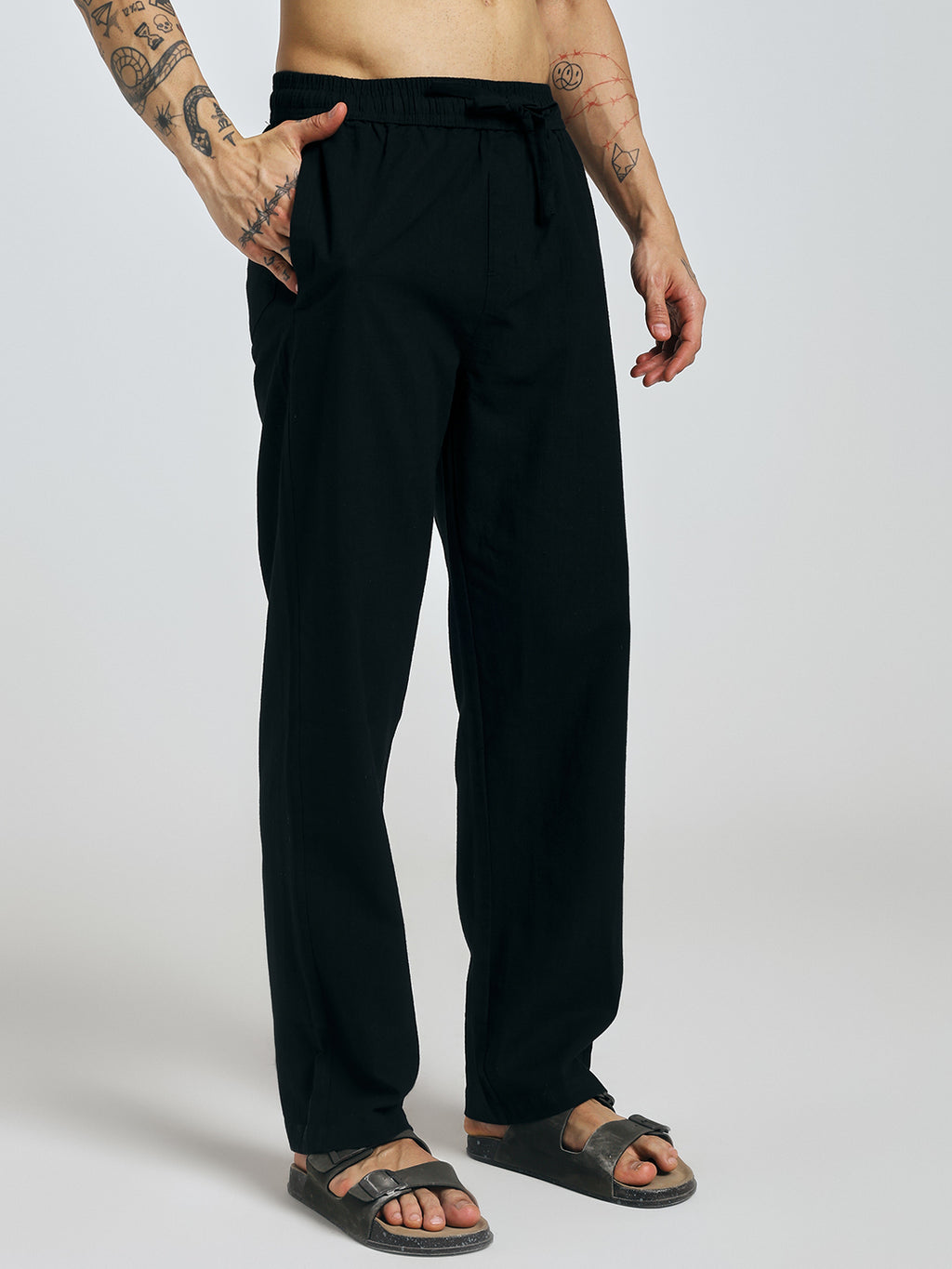 RELAXED LINEN PANT BLACK