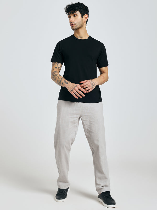 GREY LINEN COTTON PANTS