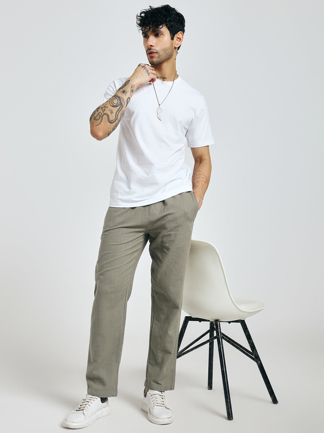 RELAXED LINEN PANT DARK GREY