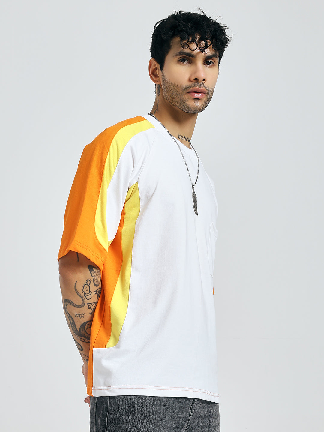 Colour-Blocked Orange T-Shirt