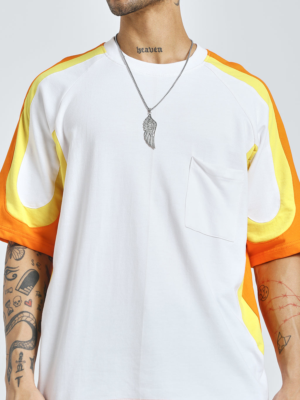 Colour-Blocked Orange T-Shirt