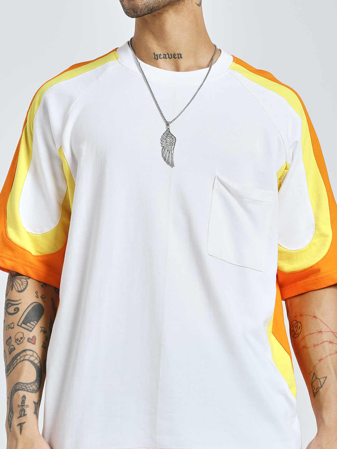 Colour-Blocked Orange T-Shirt