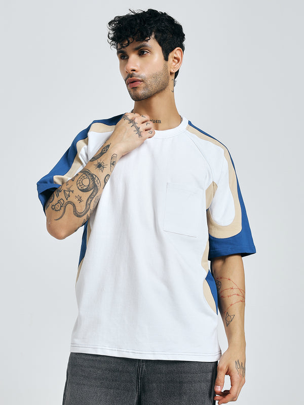 Colour-blocked Blue T-Shirt