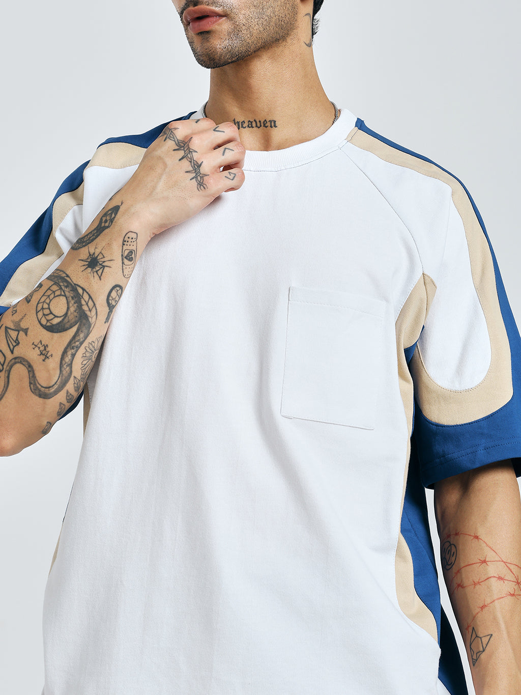 Colour-blocked Blue T-Shirt