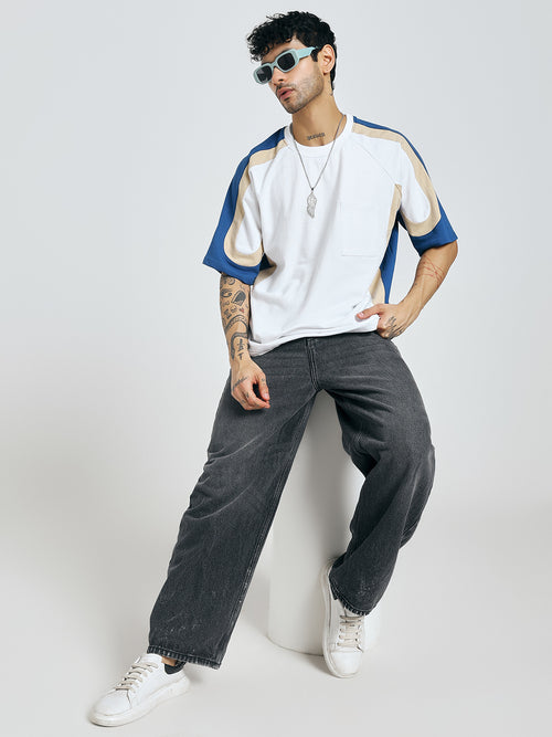 Colour-blocked Blue T-Shirt