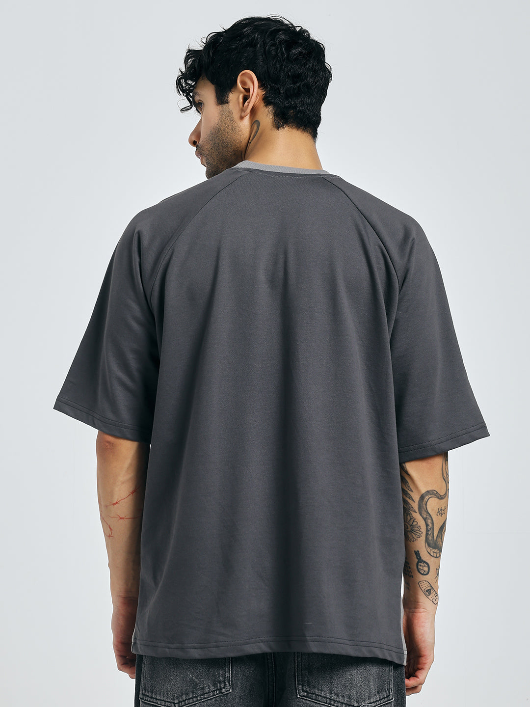 Colour-Blocked Grey T-Shirt