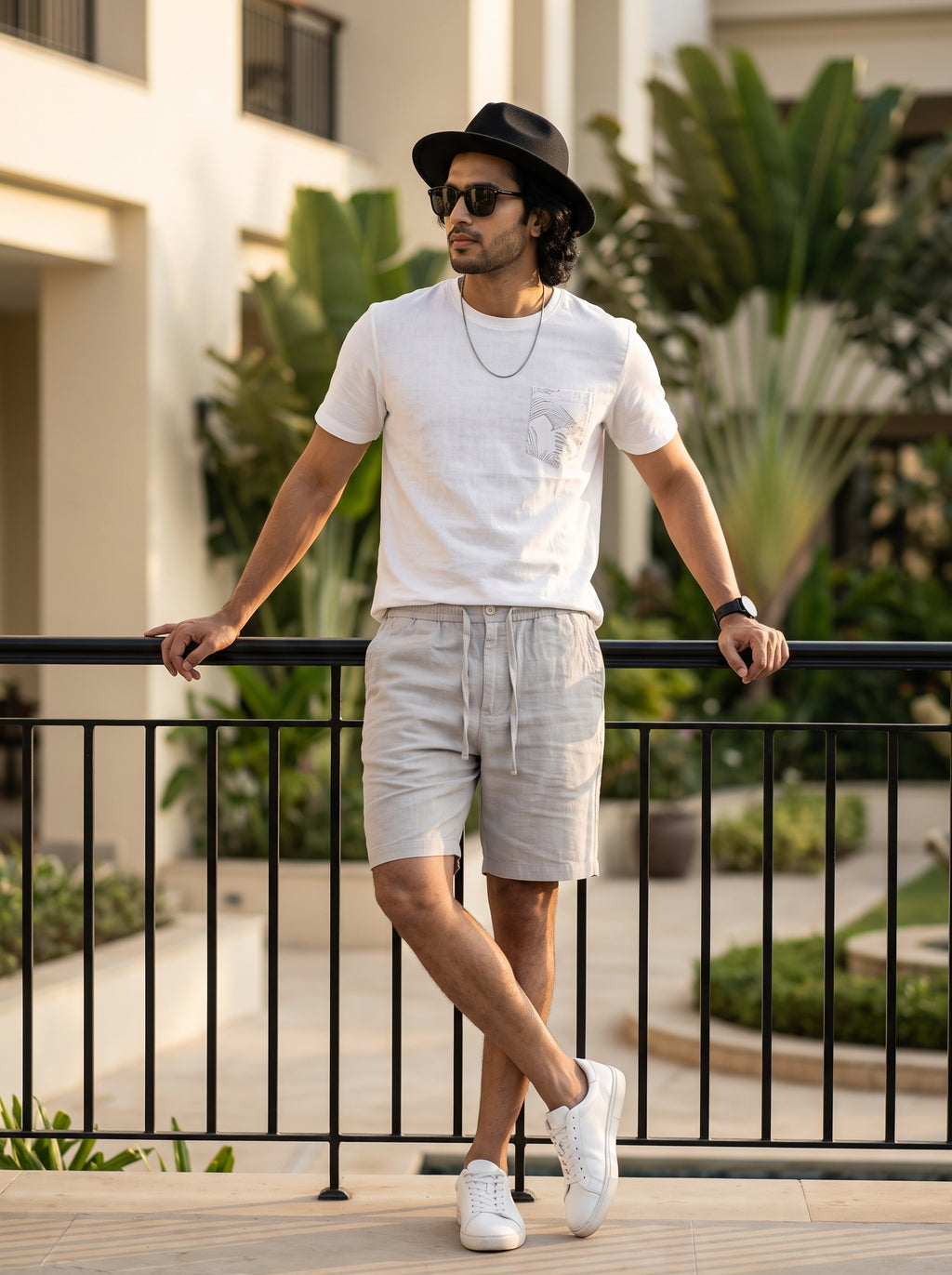 LIGHT GREY LINEN SHORTS