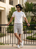 LIGHT GREY LINEN SHORTS