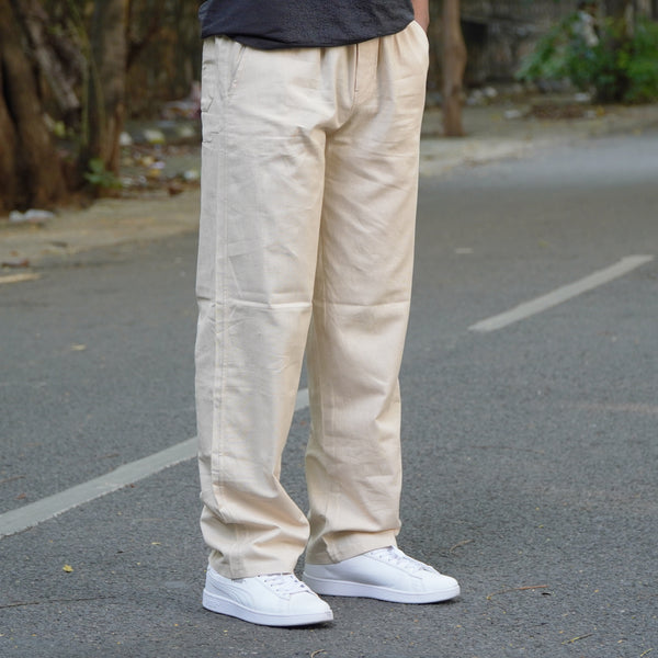 Beige Linen Cotton Pants