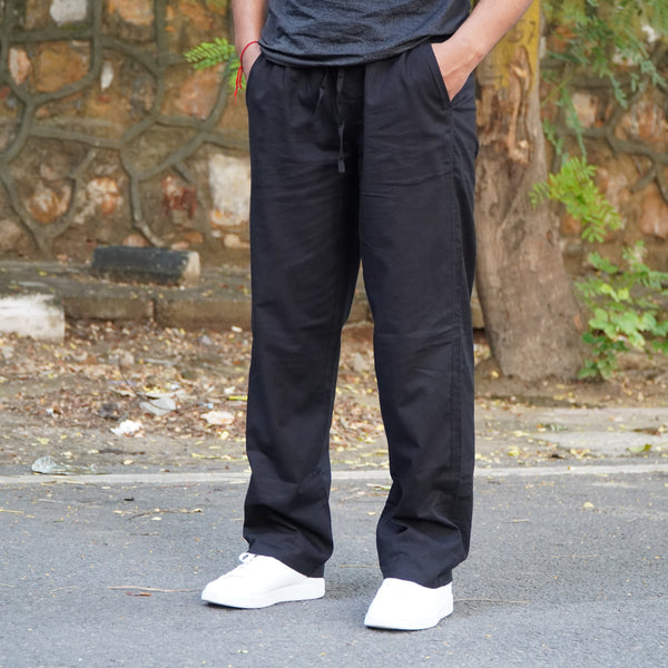 Black Linen Cotton Pants