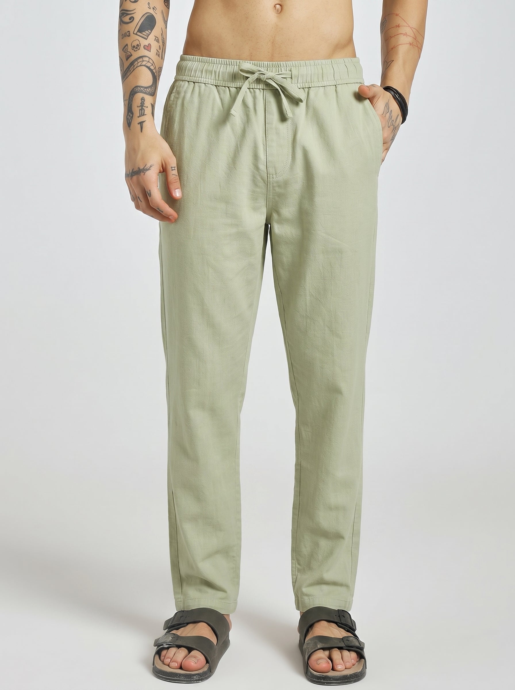 RELAXED LINEN PANT GREEN