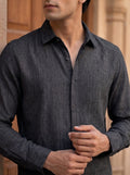 BLACK LINEN SHIRT