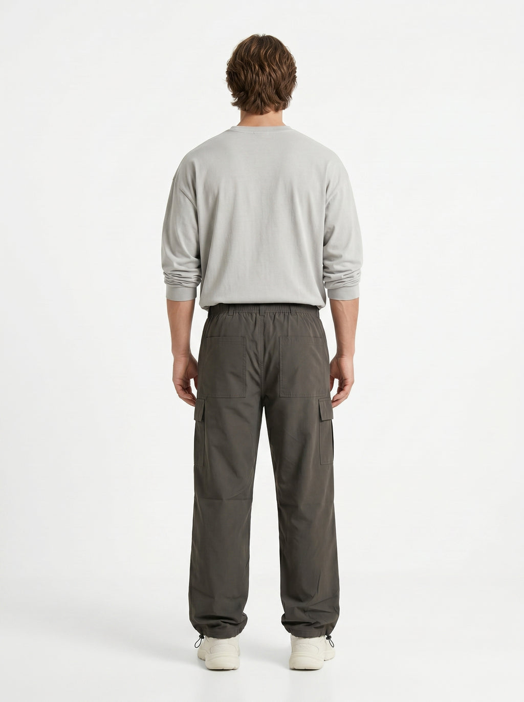 OLIVE GREY PARACHUTE CARGO PANTS