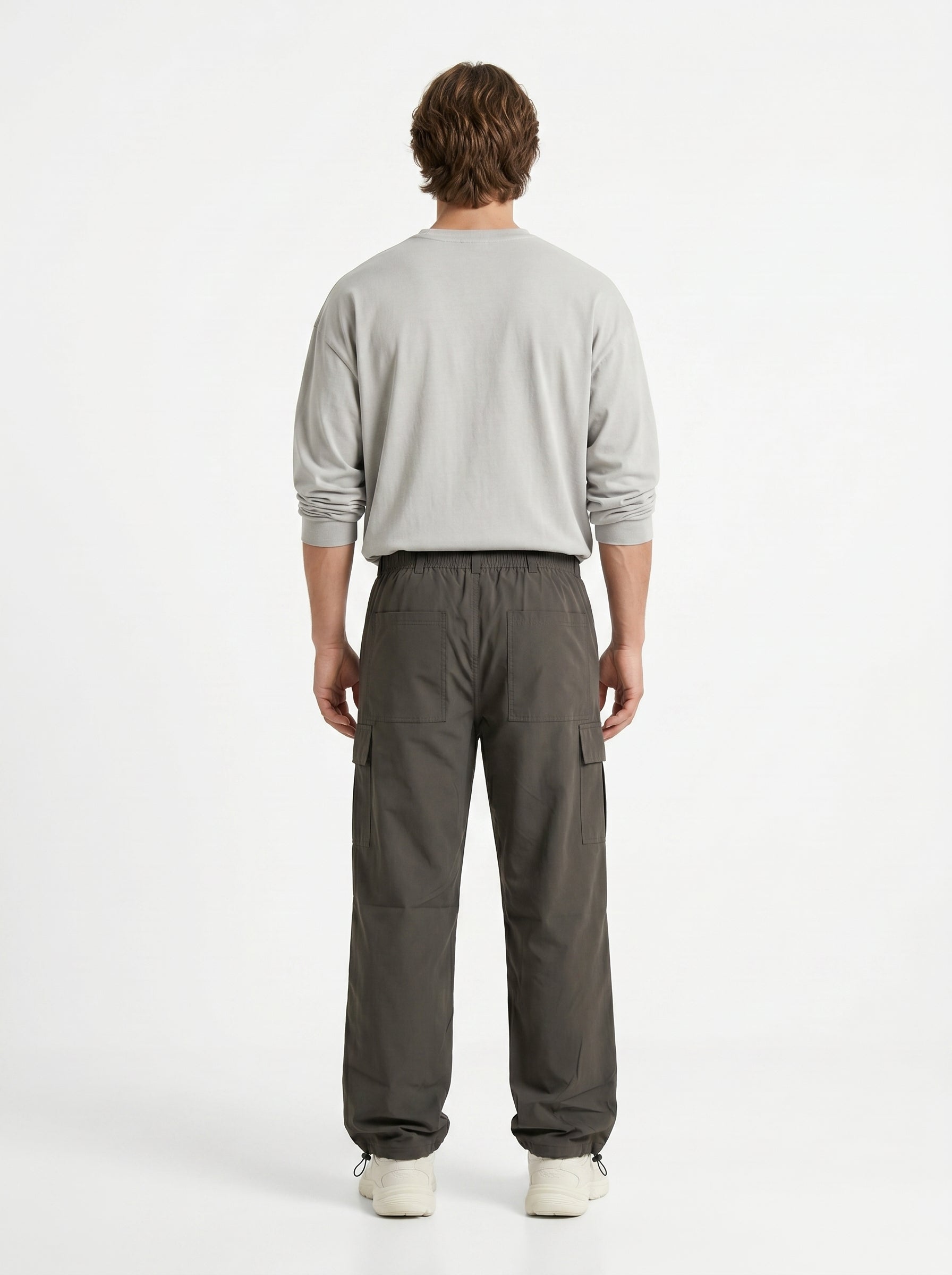 OLIVE GREY PARACHUTE CARGO PANTS