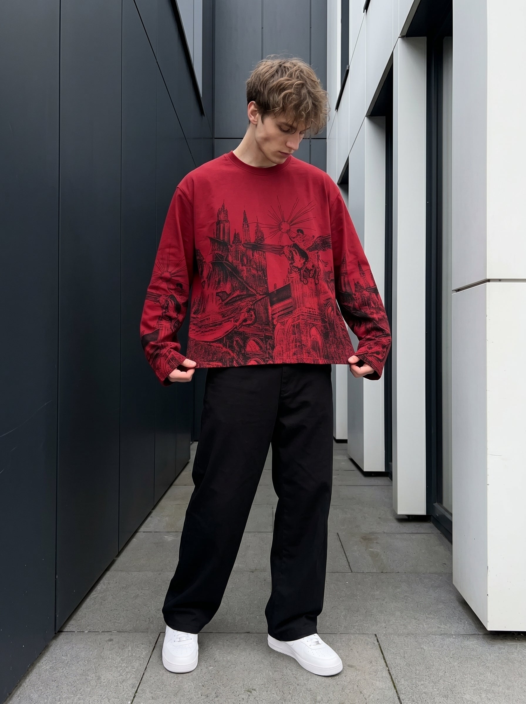 GOTHIC REIGN RED BOXY T-SHIRT