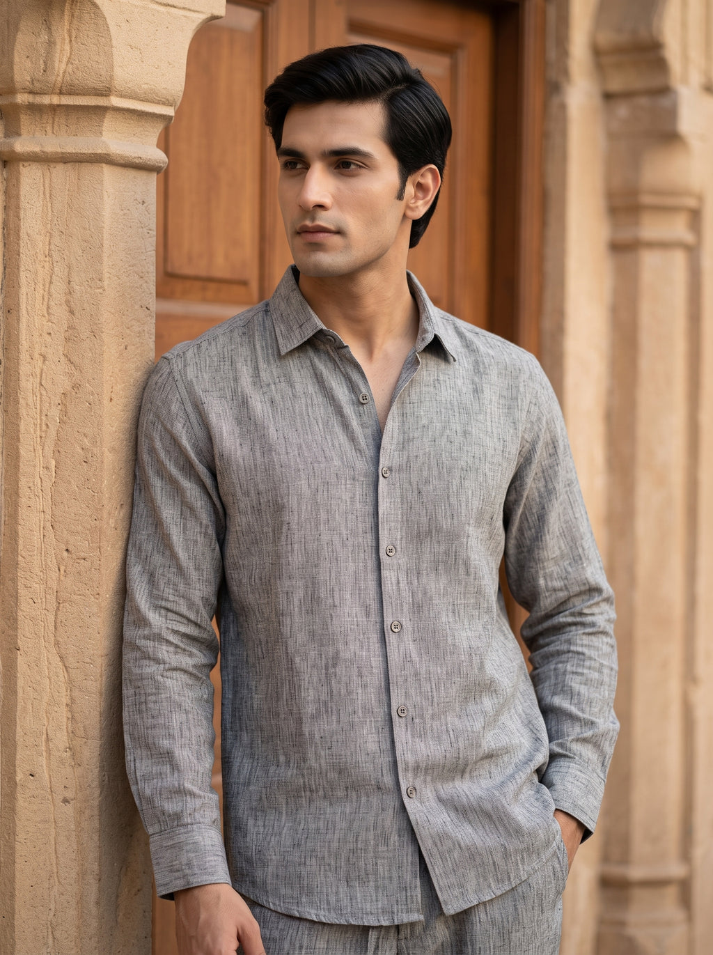 GREY LINEN SHIRT
