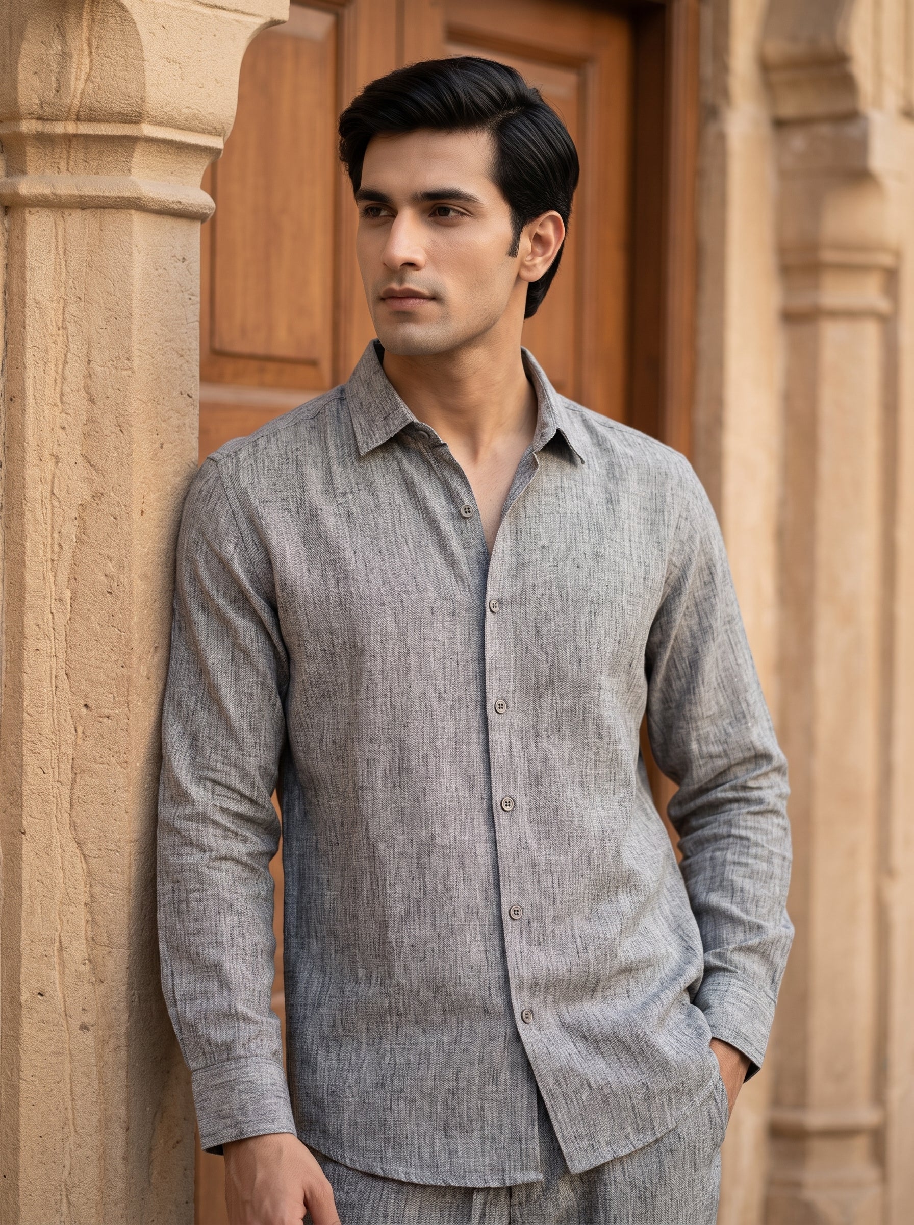 GREY LINEN SHIRT
