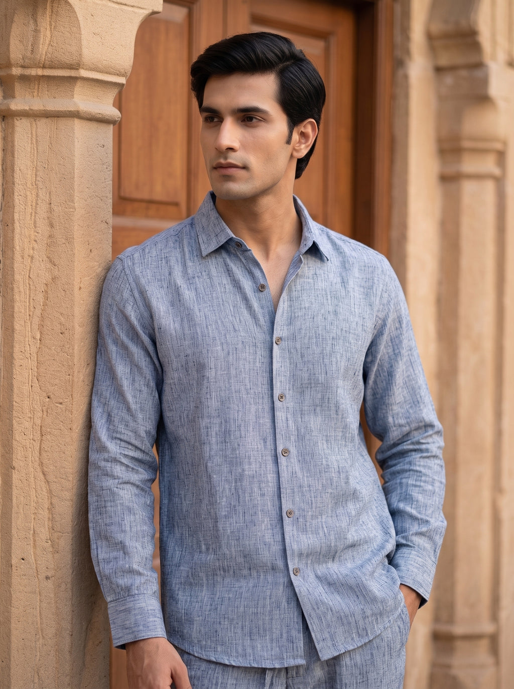 BLUE LINEN SHIRT