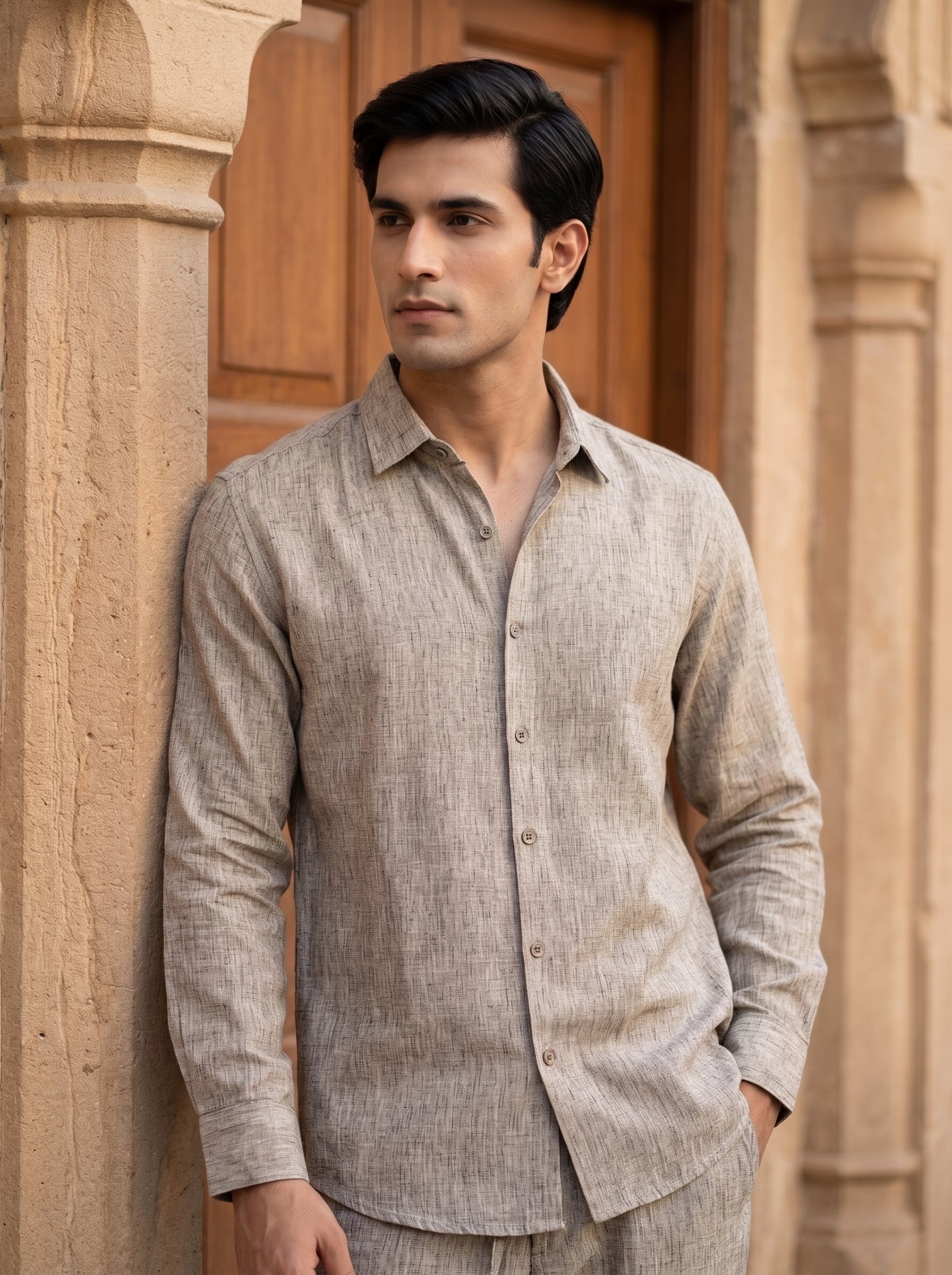 BEIGE LINEN SHIRT