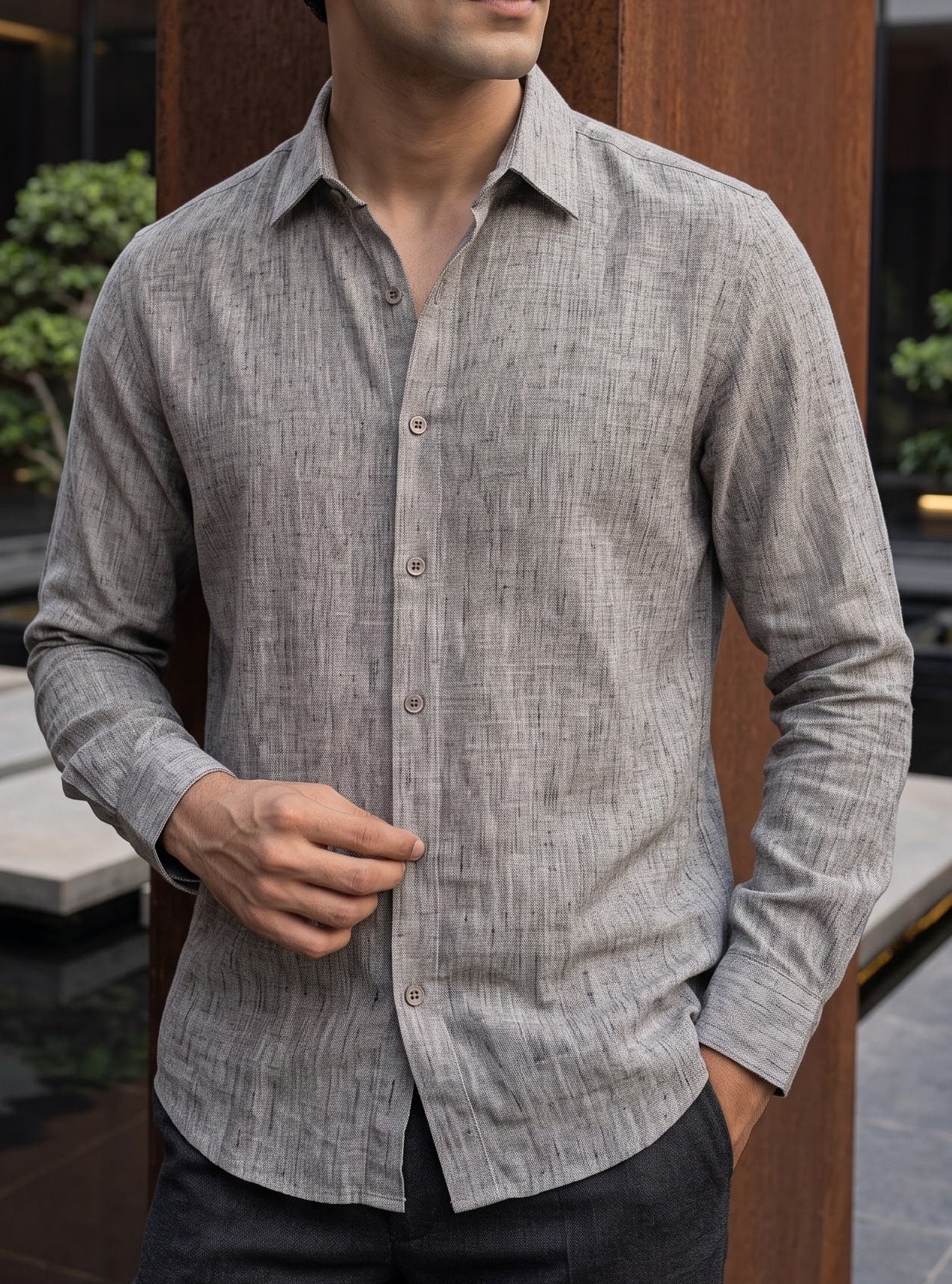 GREY LINEN SHIRT