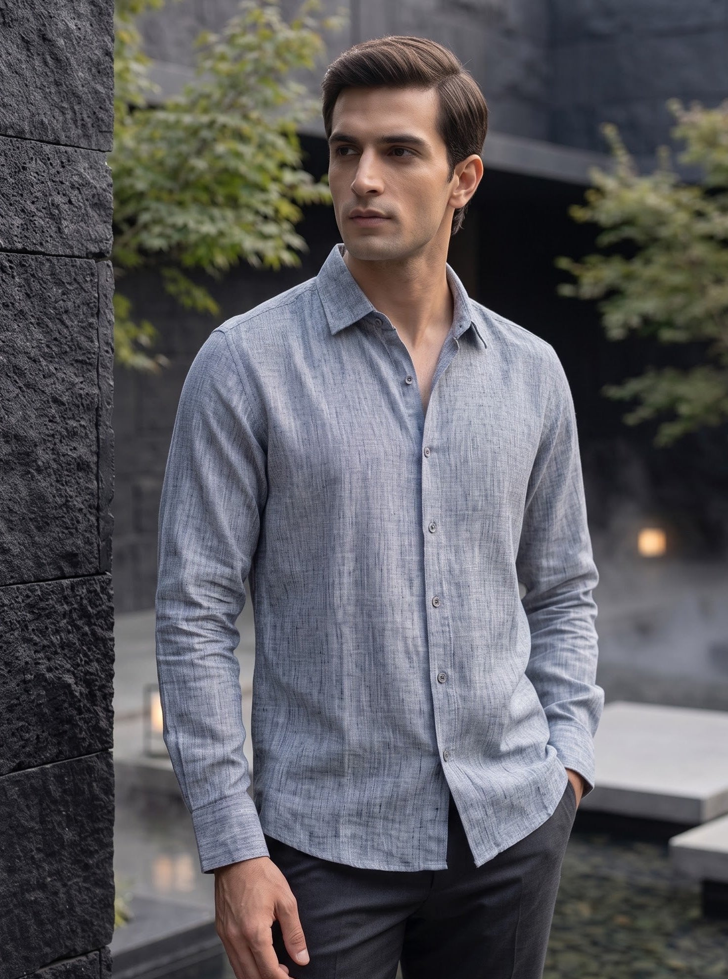 BLUE LINEN SHIRT