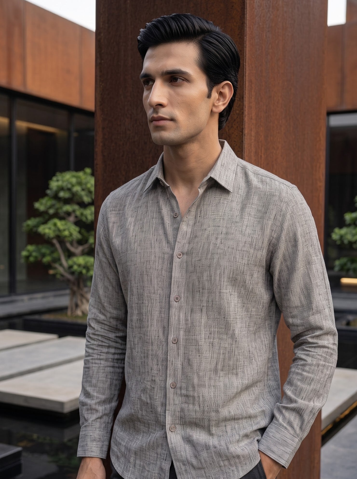 GREY LINEN SHIRT