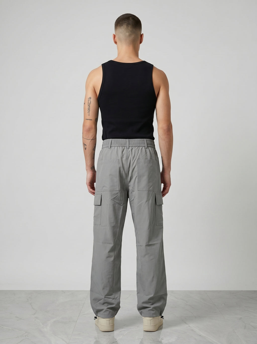 GREY PARACHUTE CARGO PANTS