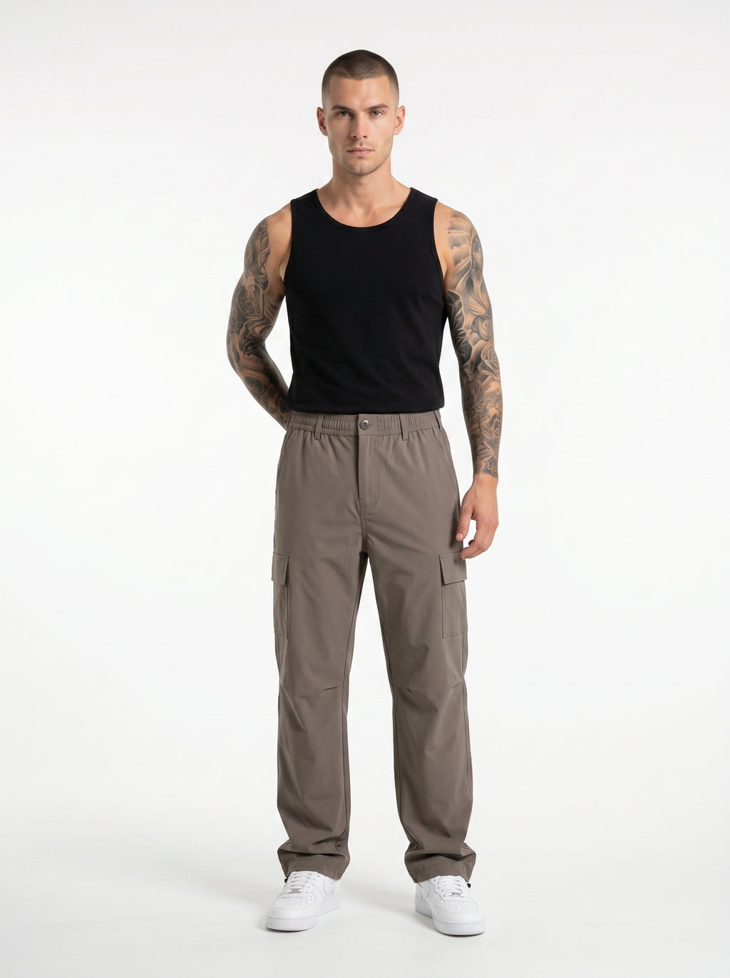 BROWN PARACHUTE CARGO PANTS