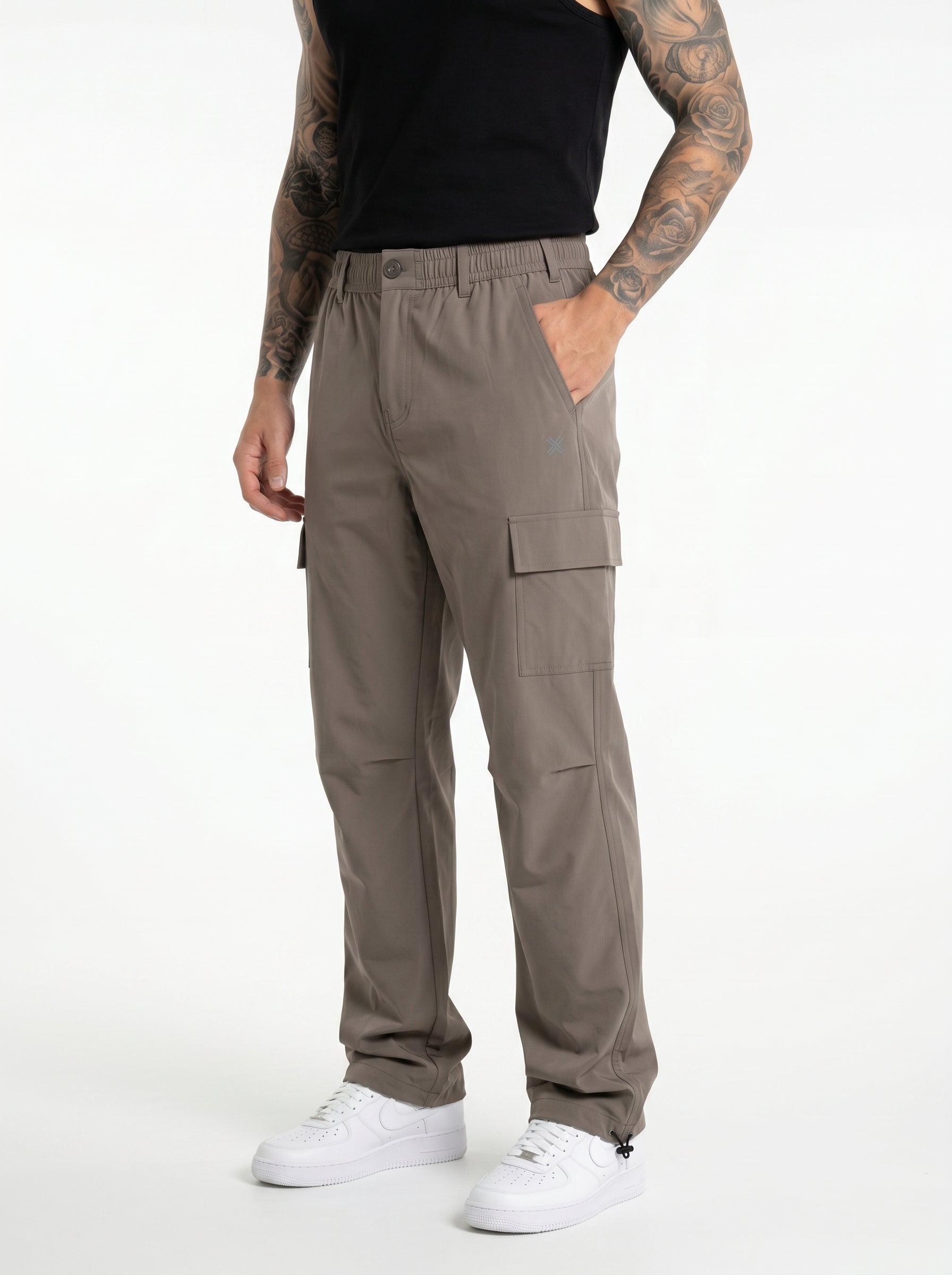BROWN PARACHUTE CARGO PANTS