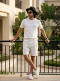 WHITE LINEN SHORTS