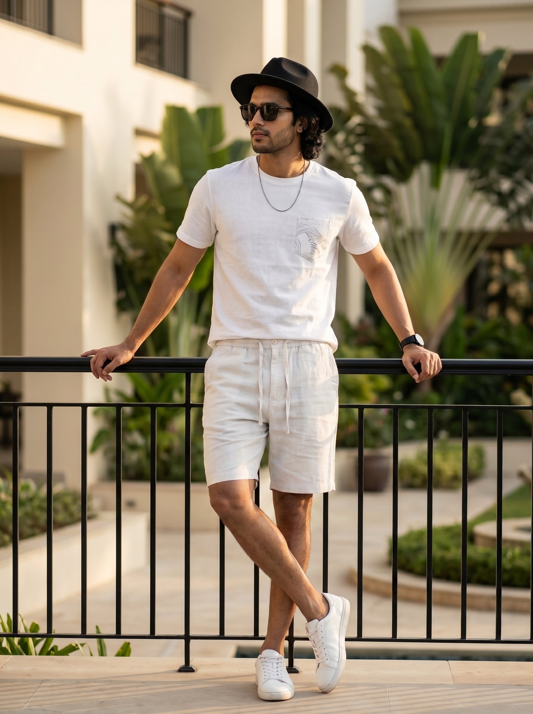 WHITE LINEN SHORTS
