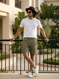 OLIVE LINEN SHORTS
