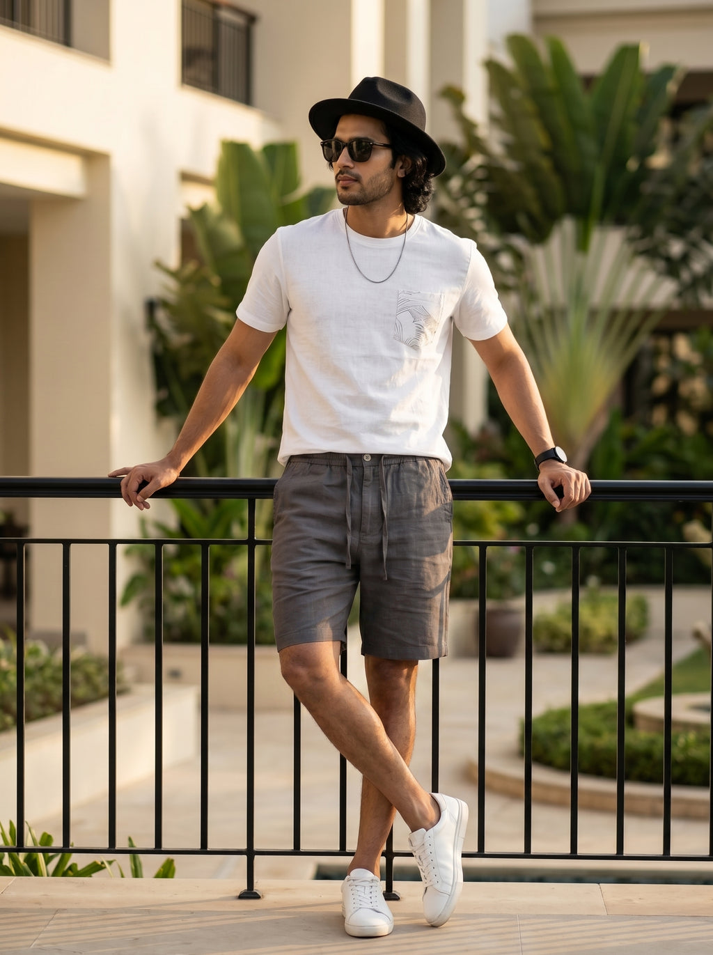 DARK GREY LINEN SHORTS