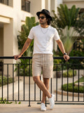 BEIGE LINEN SHORTS