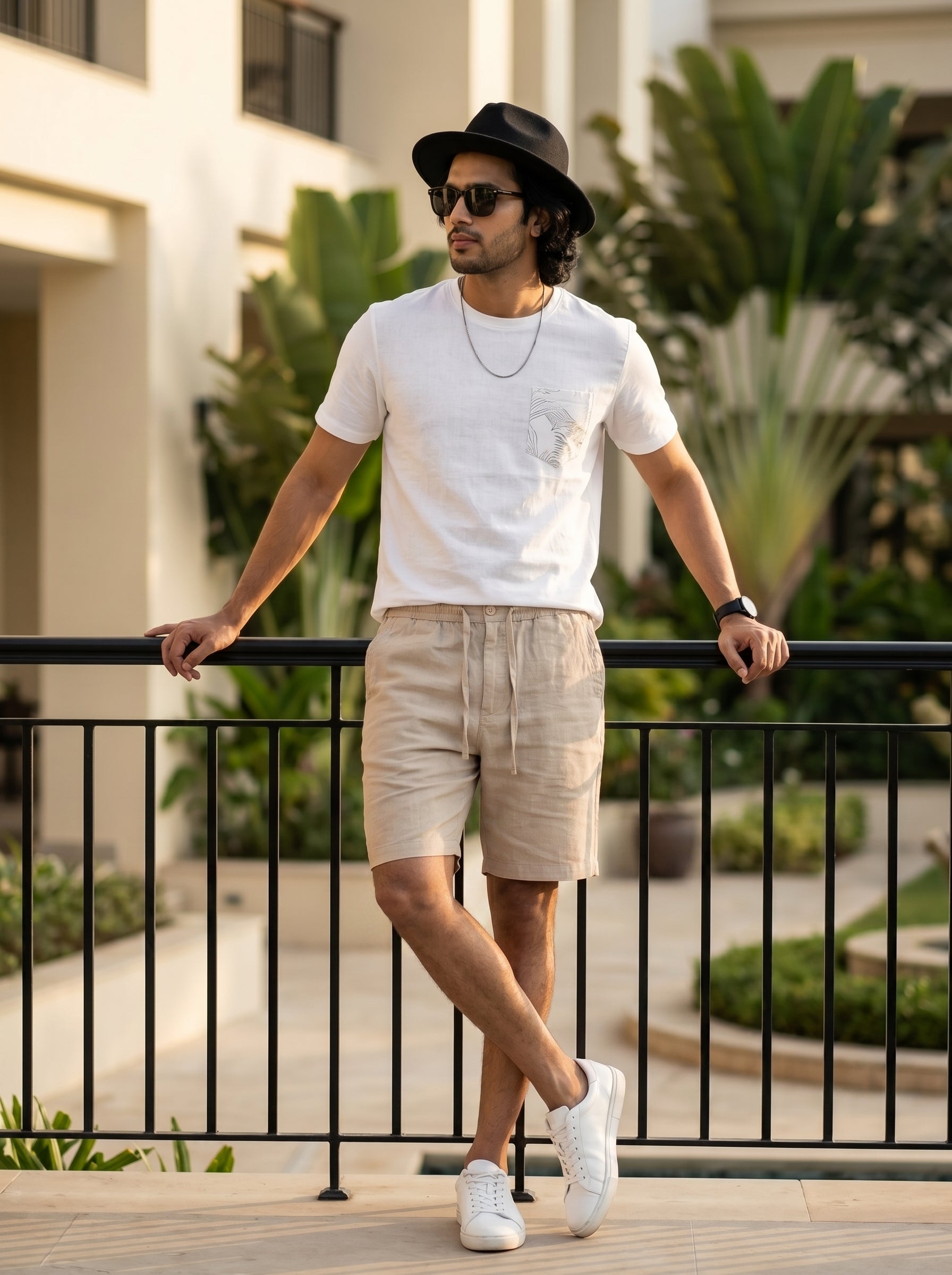 BEIGE LINEN SHORTS