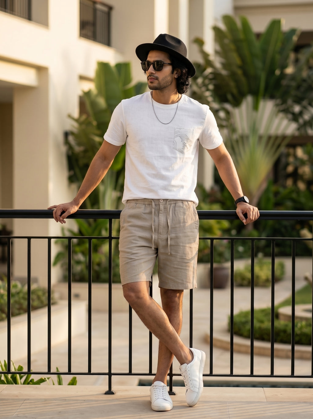 KHAKI LINEN SHORTS