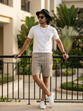 KHAKI LINEN SHORTS