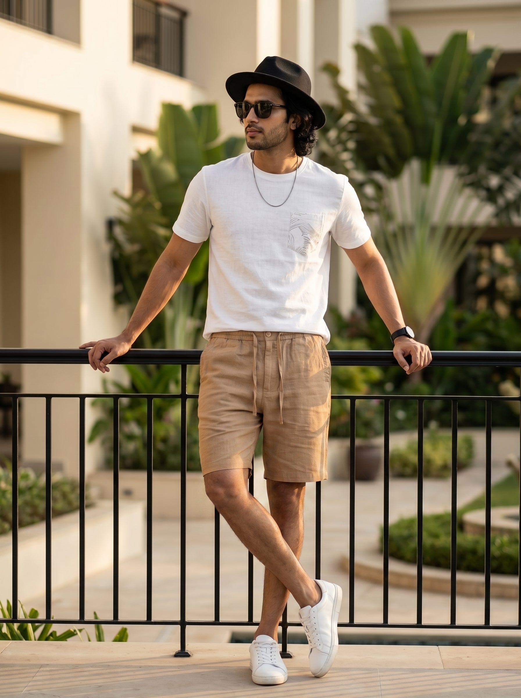 DARK FAWN LINEN SHORTS