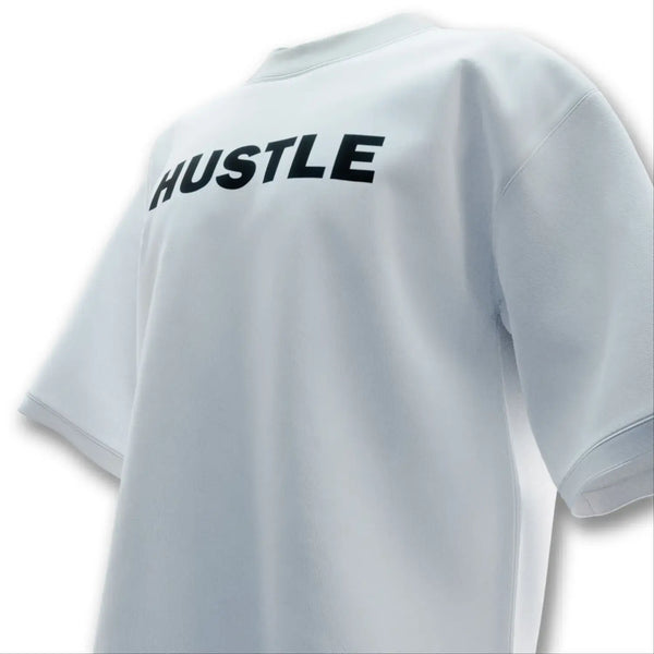 White Hustle Printed 220 GSM Oversized Tshirt