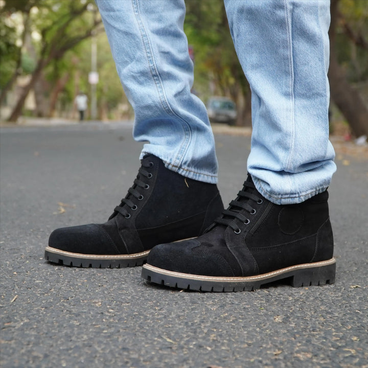 Black High Ankle Suede Leather â xzizt