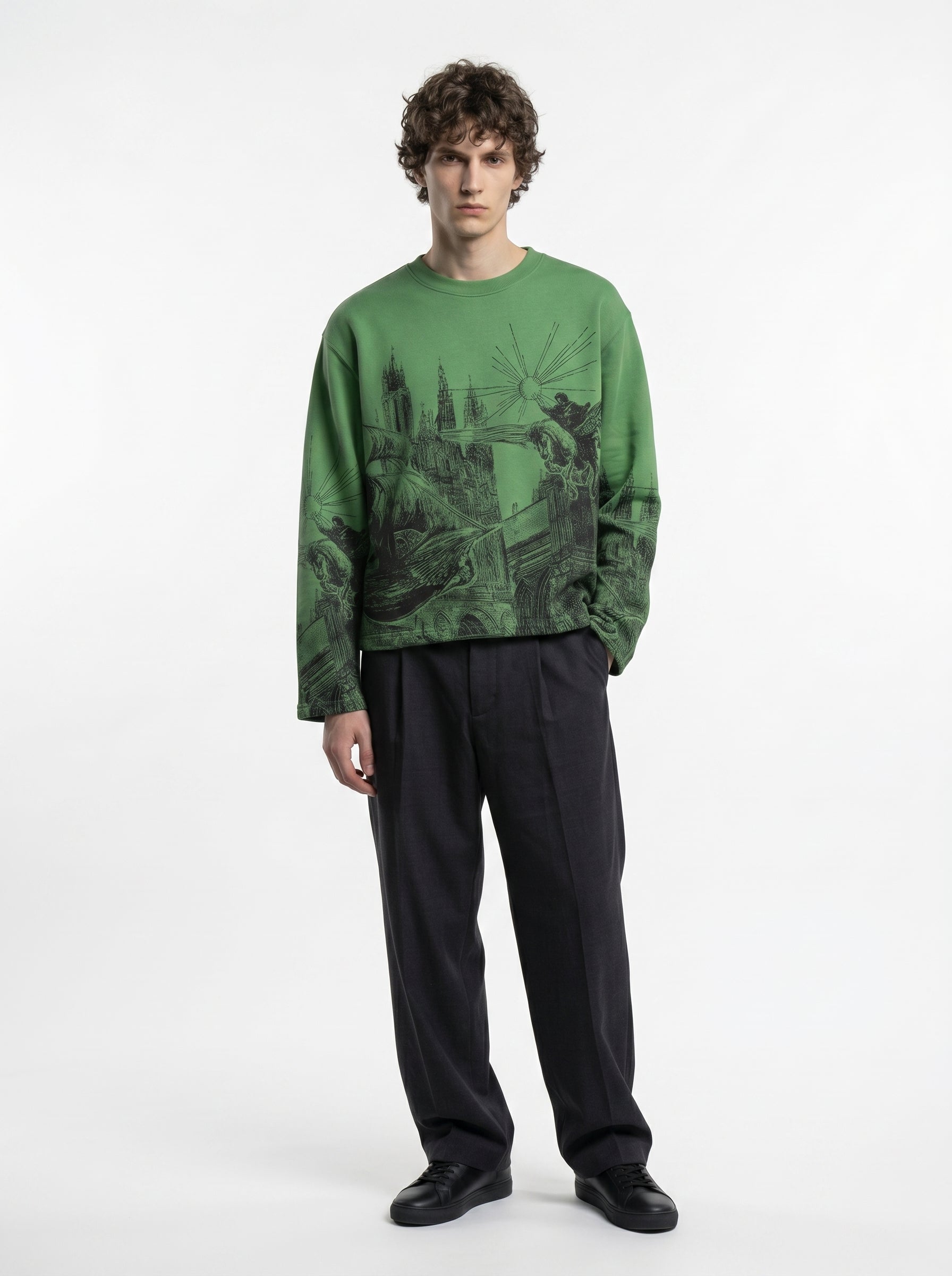 GOTHIC REIGN GREEN BOXY T-SHIRT