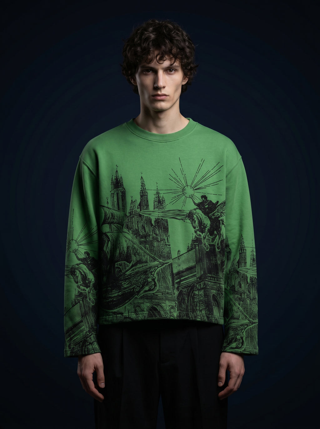 GOTHIC REIGN GREEN BOXY T-SHIRT