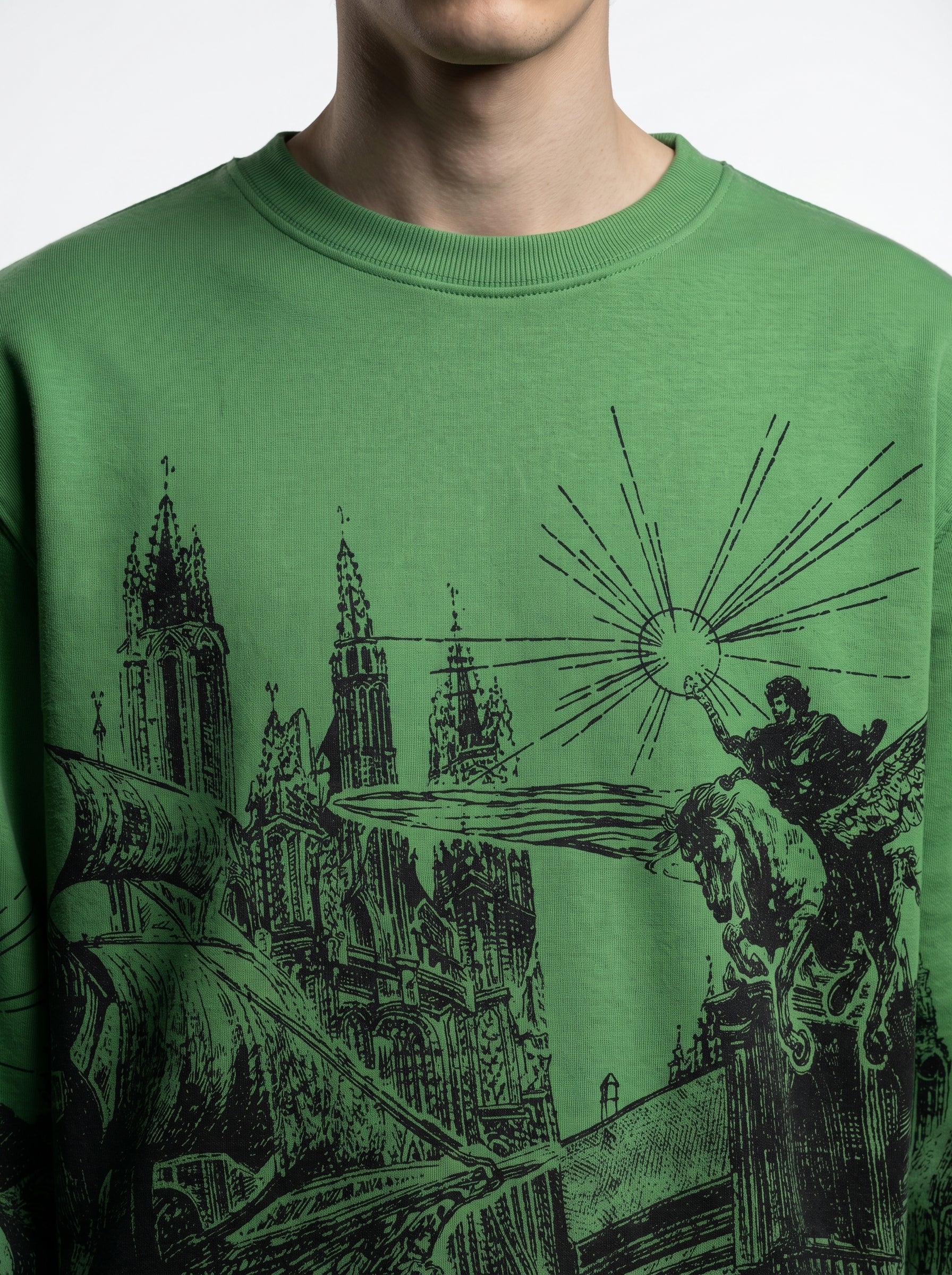 GOTHIC REIGN GREEN BOXY T-SHIRT